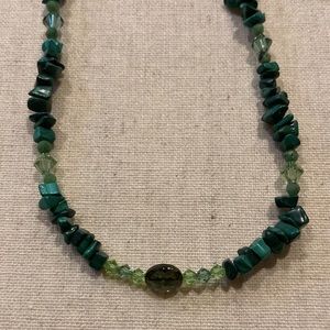 Brand new malachite and watermelon tourmaline necklace